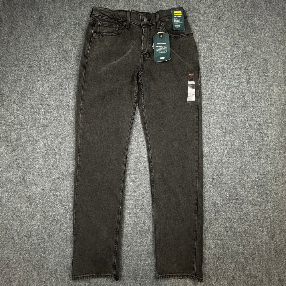 Levi's 505 Regular Straight Jeans Men 33x34 Washed Black Stretch Denim Pants